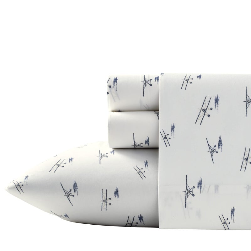 Eddie Bauer - King Sheets, Cotton Percale Bedding Set, Crisp & Cool Luxurious Bedding Set (Sea Planes Blue, King) - Image 1