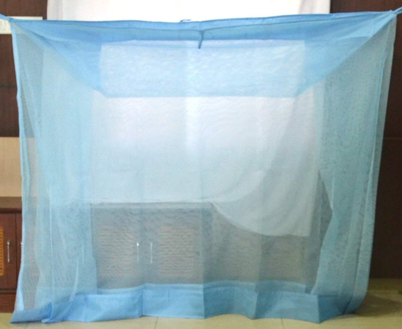 Divayanshi Polycotton Insect & Fly Protection Durable Foldable Machardani Mosquito Net for Bed (Blue, 7 x 7 ft) - Image 1
