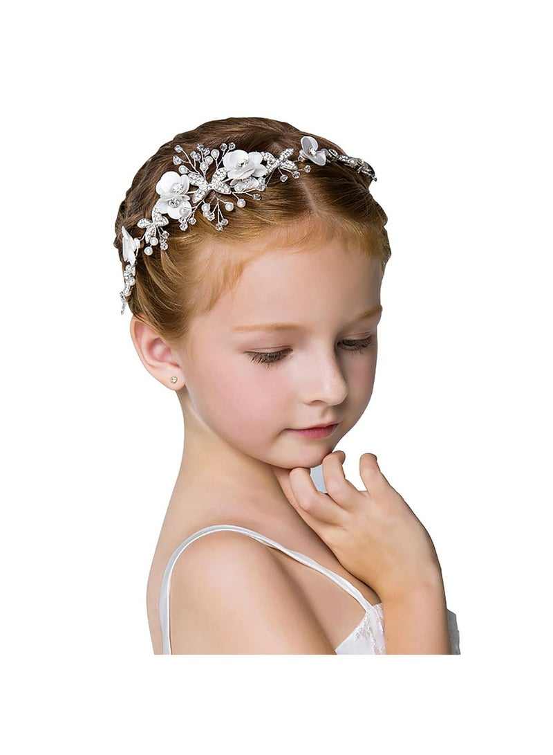 Loquat Girl Hairbands Pearl Crystal Headband，Princess Wedding Bride Hair Pins Clips Tiara for Women and Girls，Suitable for Shows - Image 1