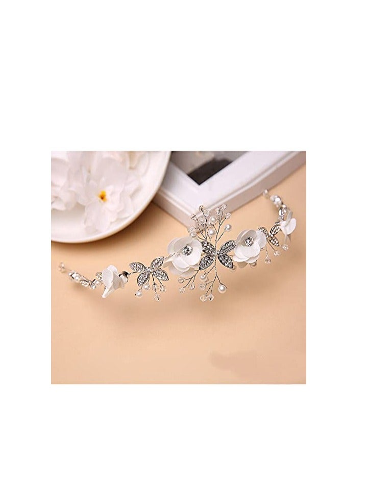 Loquat Girl Hairbands Pearl Crystal Headband，Princess Wedding Bride Hair Pins Clips Tiara for Women and Girls，Suitable for Shows - Image 3