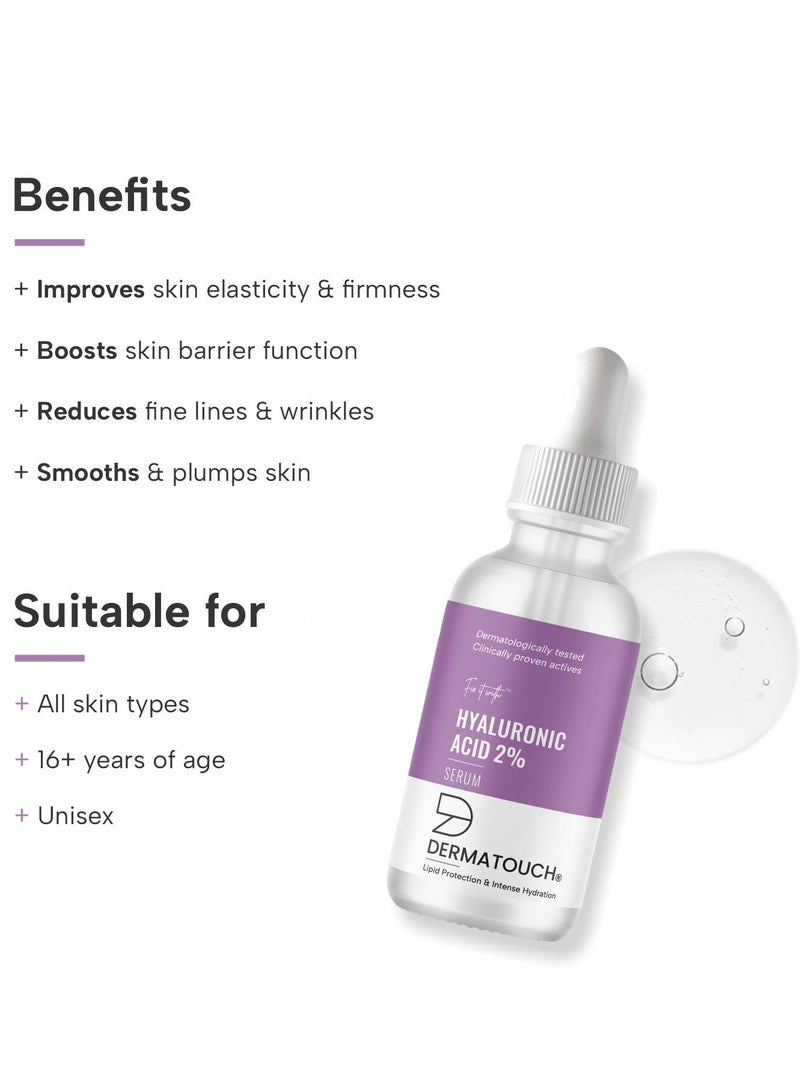 DERMATOUCH DERMATOUCH Hyaluronic Acid 2% Serum | For intense Hydration, Glowing Skin | Specially for Dry Skin | For both Men & Women | 30ml  - Image 2