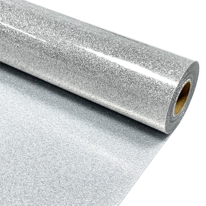 MerryMade Silver Heat Transfer Vinyl HTV Roll Glitter PU 12 x 10 ft Easy to Cut Weed Transfer Iron On Vinyl for Cricut Silhouette Other Craft Cutter Cutting MachineSilver - Image 3
