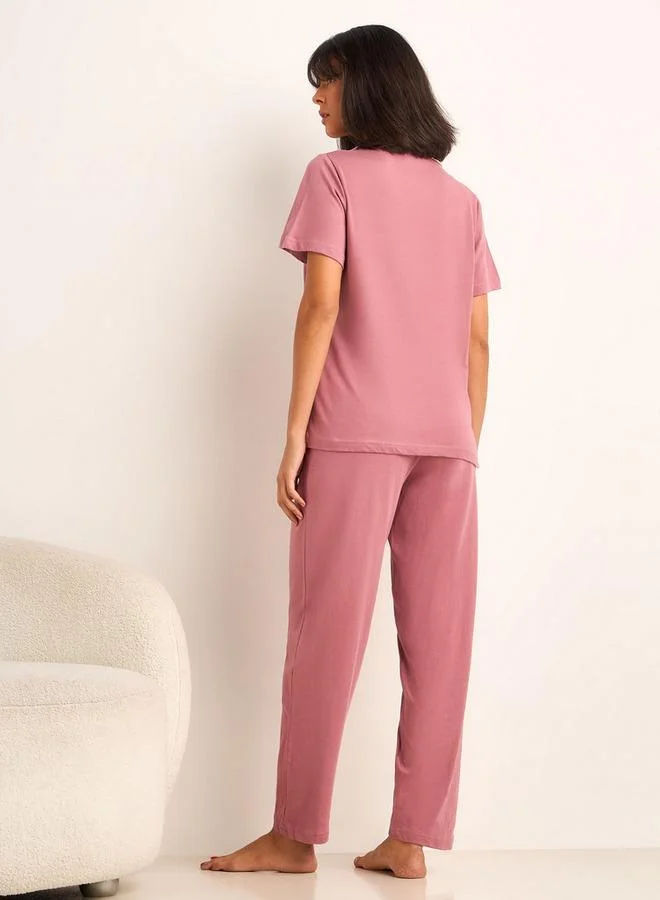 Splash FAV  Pyjama Set Button Down Shirt and Pants for Women | Best Price UAE