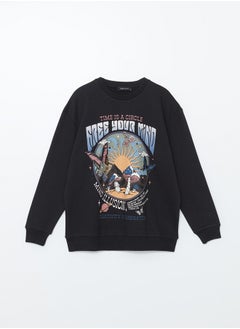 Crew Neck Printed Women's Sweatshirt