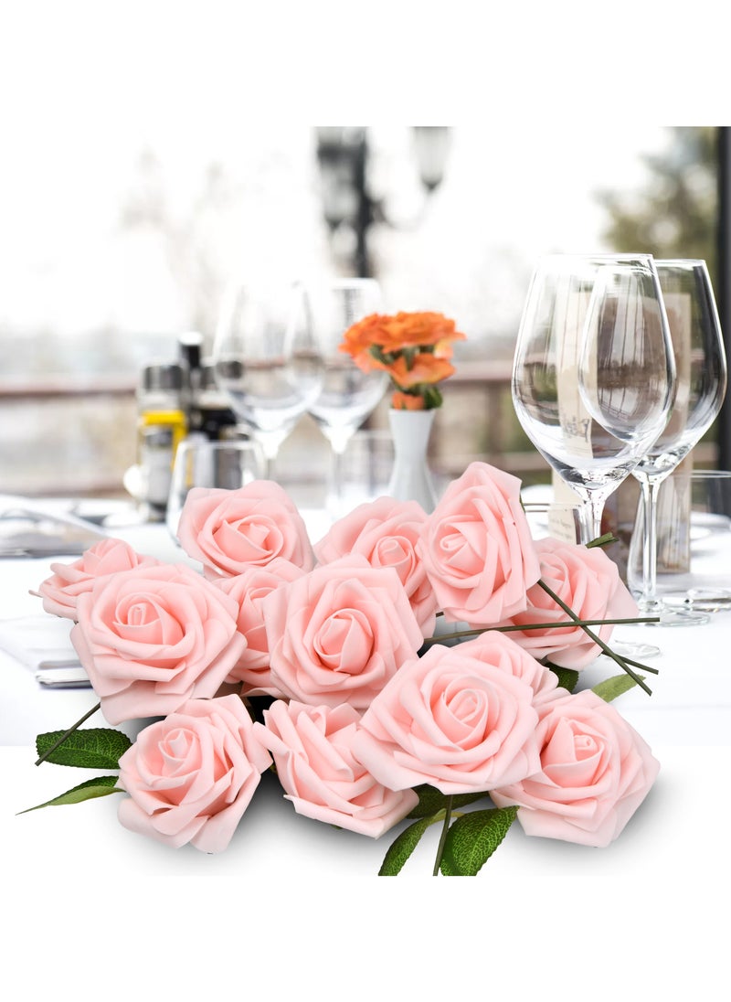 Generic - 25 Pcs Artificial Foam Roses with Stems, 8cm Flowers for Wedding Bouquets, Centerpieces, and DIY Decor - Image 1