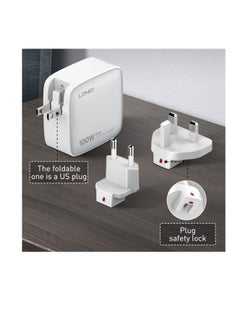 LDNIO Q408 100W GaN Super Fast Charger EU Plug 1 USB 3 Type C Adapter Wall Mobile Phone Charger color Grey/silver  - Image 1