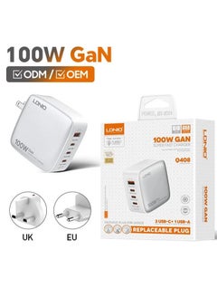 LDNIO Q408 100W GaN Super Fast Charger EU Plug 1 USB 3 Type C Adapter Wall Mobile Phone Charger color Grey/silver  - Image 2
