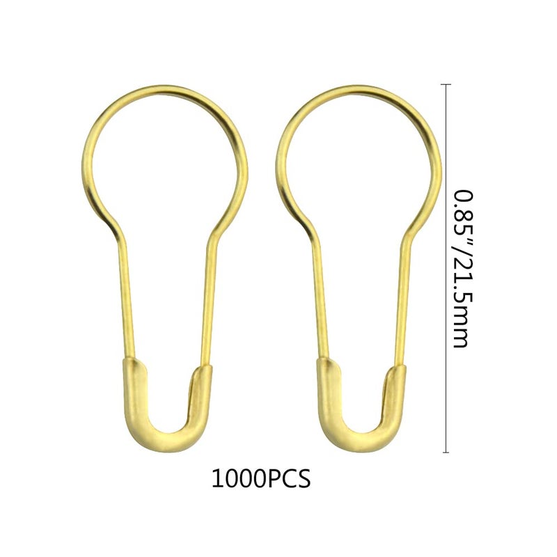 WMYCONGCONG 1000 pcs 0.8" Copper Gold Safety Pins Clothing Tag Pins Gourd Pins Bulb Pin Bead Needle Pin for DIY Home Accessories (Gold) - Image 3