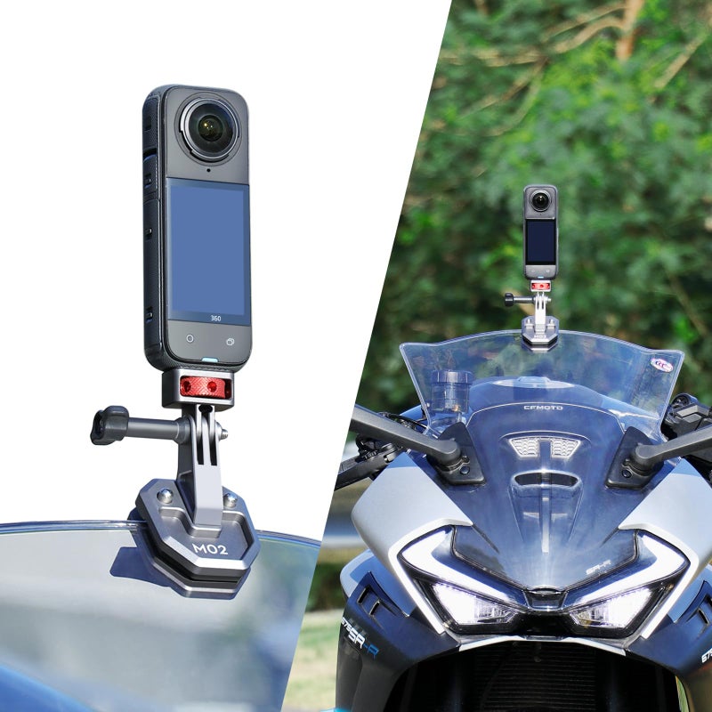 SEASKY M02 All Aluminum Metal Motorbike Motorcycle Windscreen Clamp Mount Accessories for Gopro Hero 13 12 11 10 9 8 7 for DJI Action 5 4 3 2 for insta360 X5 X4 X3 X2 Ace Pro 2 Sports Action Camera - Image 1