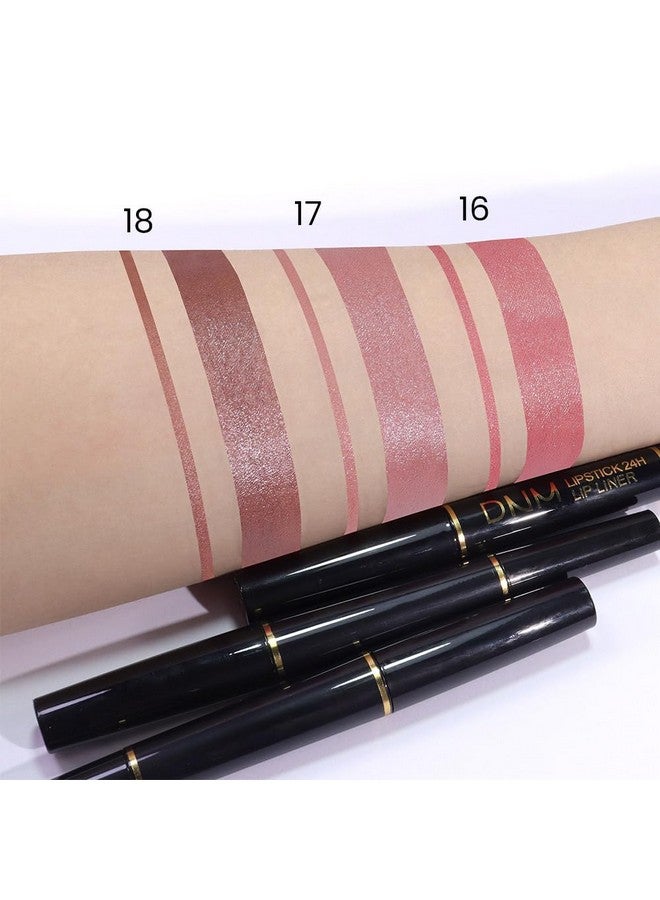 evpct 3Pcs Light Pink Nude Brown Metallic Shine Shimmer Lip Liner And Lipstick Combo Set Kit For Women, Dnm Lightweight Hydrating Formula High Impact Full Coverage Lipstick And Lip Liner Makeup Gloss - Image 4