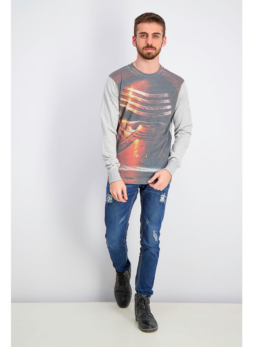 STAR WARS Men Long Sleeve Kylo Ren Graphic Sweater, Gry  - Image 4