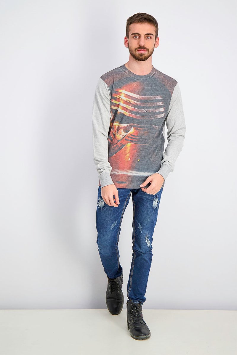 STAR WARS Men Long Sleeve Kylo Ren Graphic Sweater, Gry - Image 4