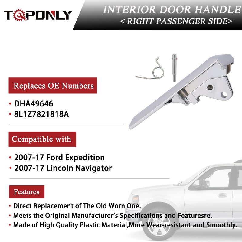 TQPONLY Interior Door Handle,Compatible with 2007-2017 Ford Expedition Lincoln Navigator Front or Rear Right Passenger Side - Image 3