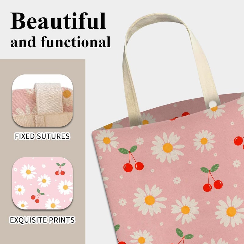 ABUIFDK Car Trash Can, Cute Car Trash Bag, Hanging Car Organizer and Storage Bag, Trash Bin for Car Accessories, Vehicle, Travelling, Camping Cute Pink Daisy Cherry - Image 4