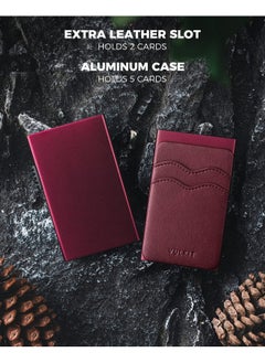 VULKIT Credit Card Holder Minimalist Slim Pop Up Wallet With Leather Slots Rfid Blocking For Men And Women Holds 7 Cards And Notes Wine  - Image 3