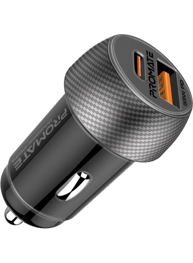 بروميت شاحن سيارة USB-C، محول سيارة مزدوج المنفذ صغير الحجم للغاية مع منفذ توصيل طاقة USB من النوع C فائق السرعة بقدرة 33 وات ومنفذ USB Qualcomm QC 3.0 عالي السرعة بقدرة 18 وات - Image 1