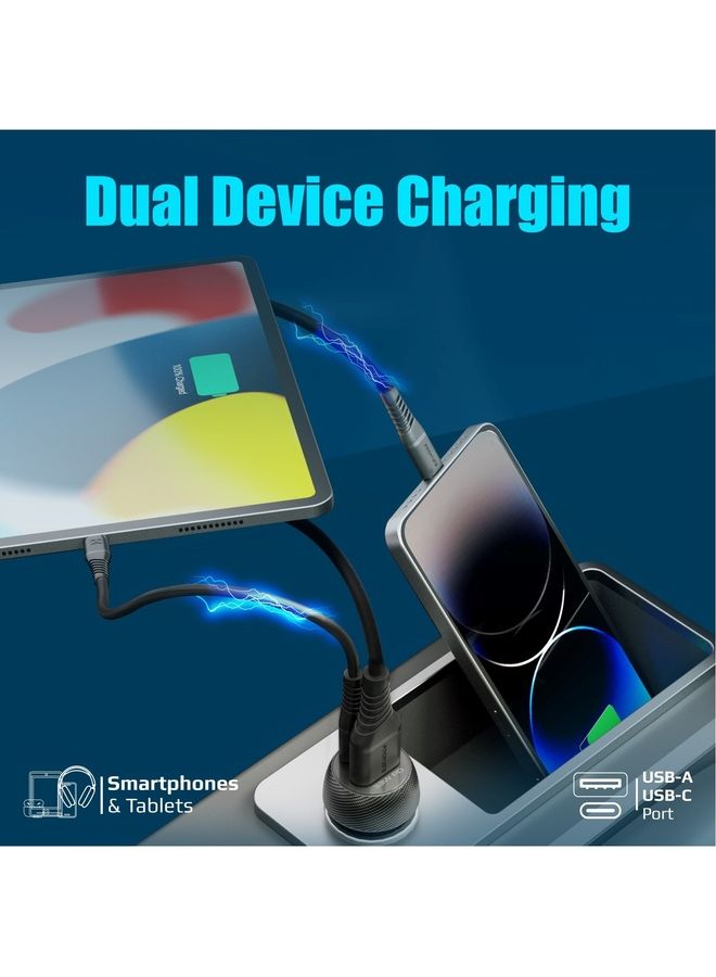 بروميت شاحن سيارة USB-C، محول سيارة مزدوج المنفذ صغير الحجم للغاية مع منفذ توصيل طاقة USB من النوع C فائق السرعة بقدرة 33 وات ومنفذ USB Qualcomm QC 3.0 عالي السرعة بقدرة 18 وات - Image 4