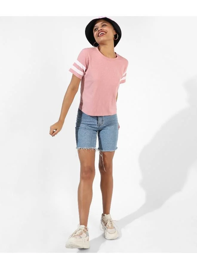 Pinacolada  Women's Solid Light Pink Boxy Top for Women | Best Price UAE