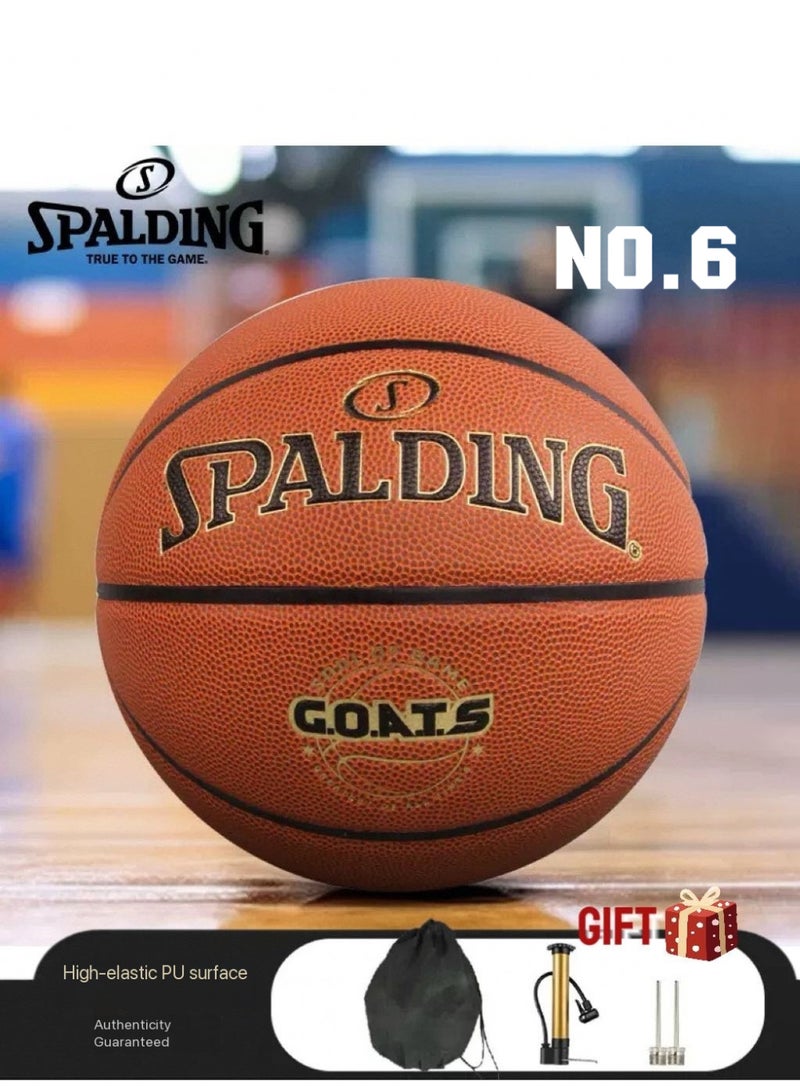 SPALDING "Spalding Official Size 6 Basketball" Professional Game & Training Ball + 3-Piece Accessory Set (Storage Bag/Pump/Needle) Wear-Resistant & Non-Slip for Women, Teens Indoor/Outdoor - Image 1