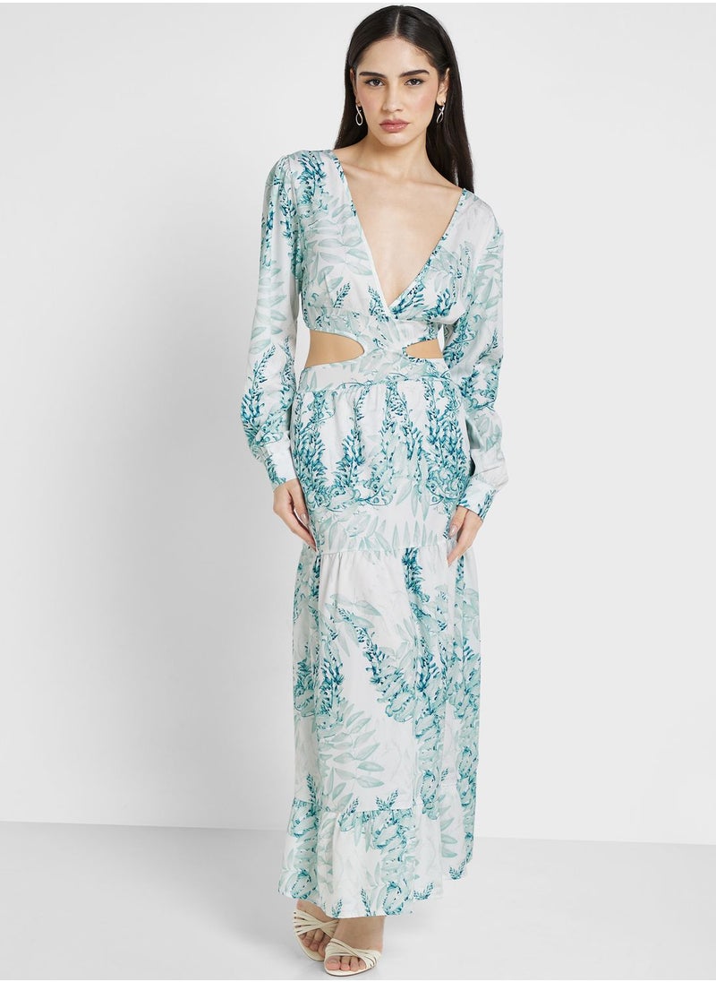 ELLA - Cutout Back Printed Dress - Image 1