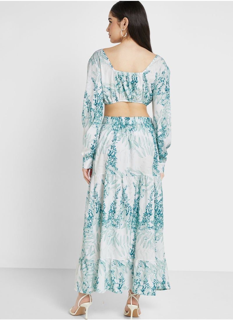 ELLA - Cutout Back Printed Dress - Image 1
