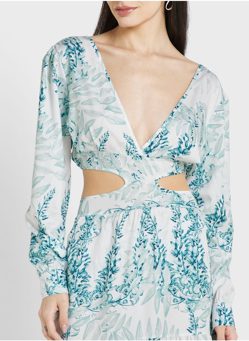ELLA - Cutout Back Printed Dress - Image 1