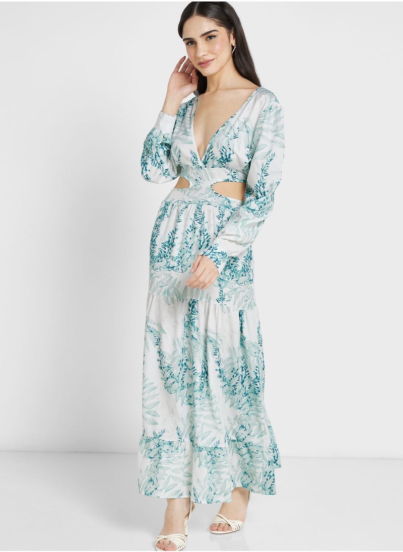 ELLA - Cutout Back Printed Dress - Image 1