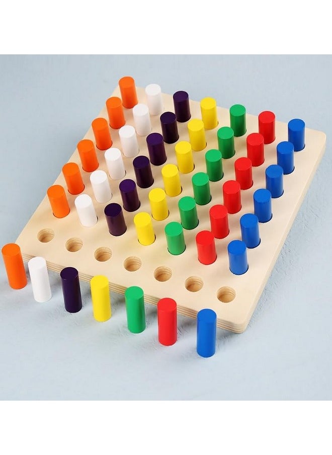 سيفين مون لعبة Seven Moon Stacking and Sorting: ألعاب خشبية تعليمية للتعرف على الألوان، مكعبات فرز الأشكال متعددة الألوان للأطفال من سن 3 سنوات فما فوق (كبيرة)  - Image 1