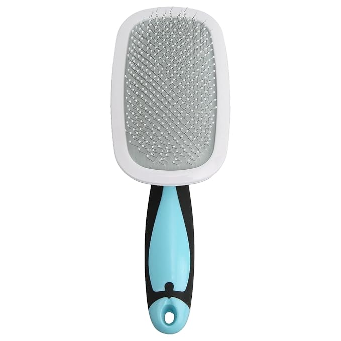 White Head Blue Handle Small Pet Rotating Needle Comb Stainless Steel Brush 360 Rotation Easy Hair Removal - Image 1
