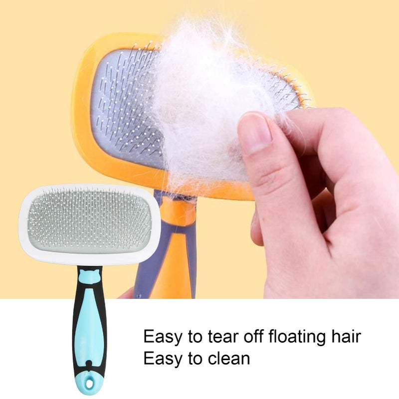 White Head Blue Handle Small Pet Rotating Needle Comb Stainless Steel Brush 360 Rotation Easy Hair Removal - Image 3