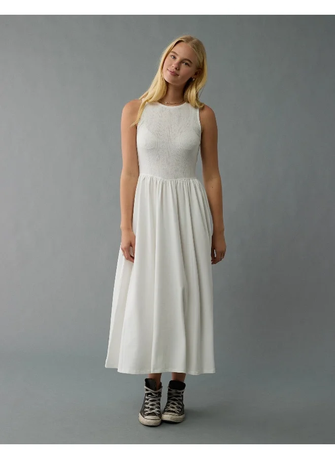 American Eagle AE Mixed Media Knit Midi Dress