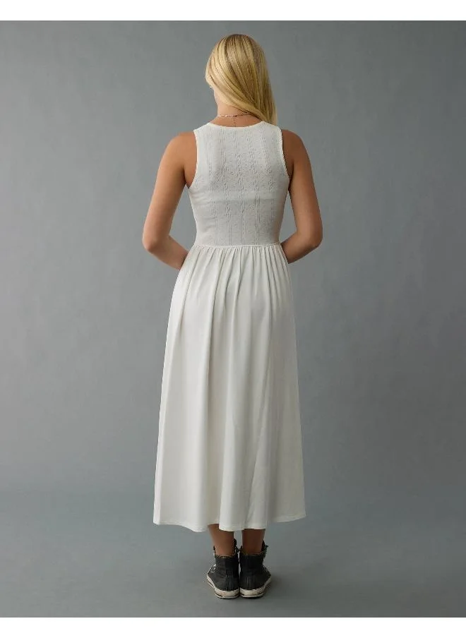 American Eagle AE Mixed Media Knit Midi Dress