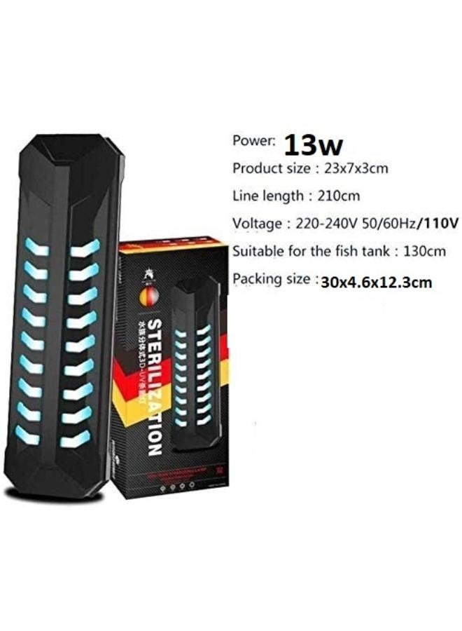 معقم بالأشعة فوق البنفسجية بقدرة 13 وات مع غطاء ومؤقت، ضوء نظيف لطحالب غاطسة في حوض السمك، مصباح مبيد للجراثيم بالأشعة فوق البنفسجية لحوض الأسماك وحوض السباحة - Image 4