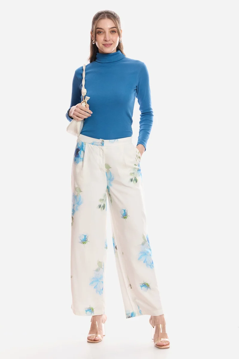 Virgio Floral Tencel Floral Wide-Leg Pants for Women