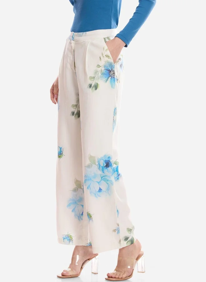 Virgio  Virgio Women Floral Print Tencel Wide Leg Regular Trouser for Women | Best Price UAE