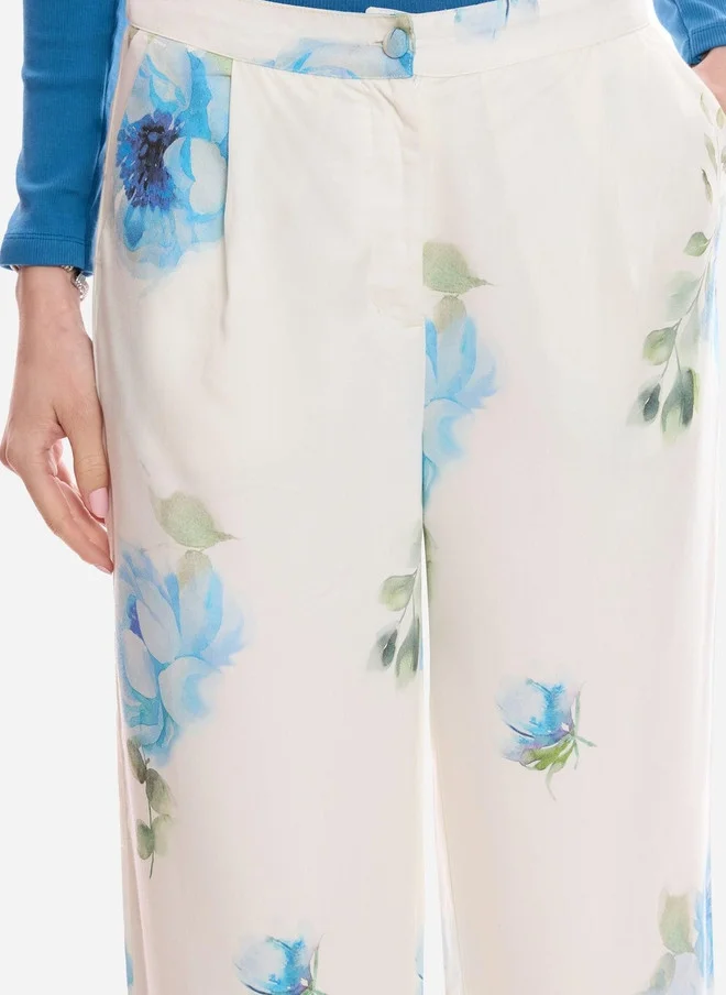 Virgio  Virgio Women Floral Print Tencel Wide Leg Regular Trouser for Women | Best Price UAE