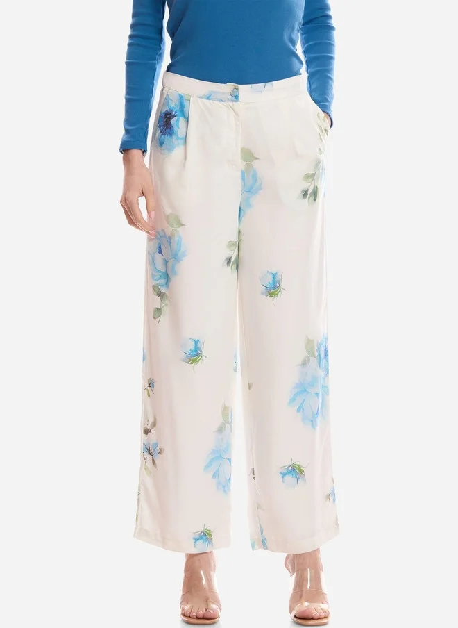 فيرجيو Virgio Women Floral Print Tencel Wide Leg Regular Trouser