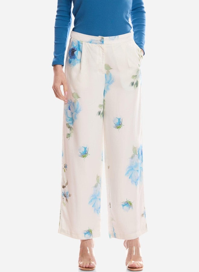 Virgio Women Floral Print Tencel Wide Leg Regular Trouser - Image 2
