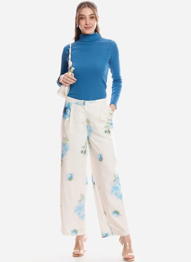 فيرجيو Virgio Women Floral Print Tencel Wide Leg Regular Trouser