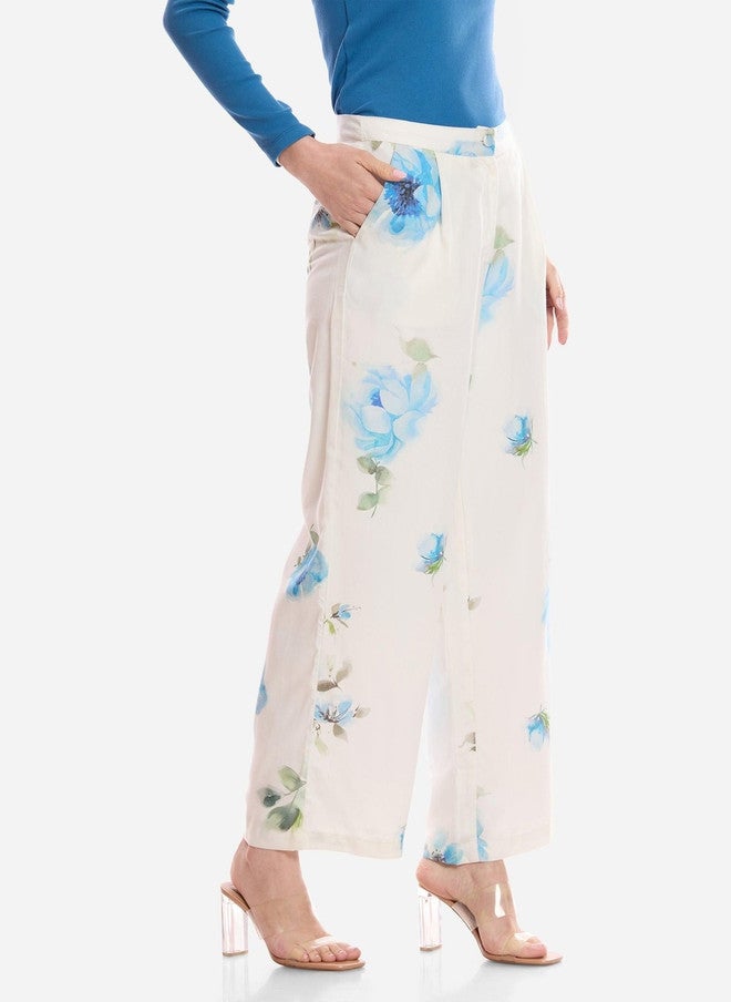 Virgio Women Floral Print Tencel Wide Leg Regular Trouser - Image 5