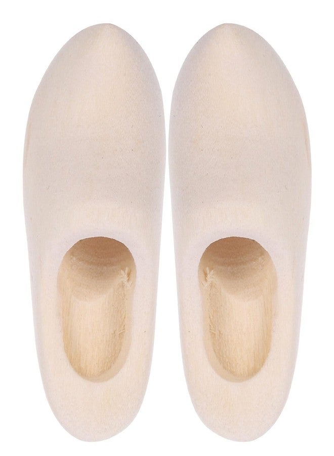 DIYEAH Mini Wooden Shoes 1 Pair Unfinished Doll House Decor Klompen DIY Craft Accessory 1.57In Miniature Dutch Style Wooden Clogs for Home Decoration - Image 1