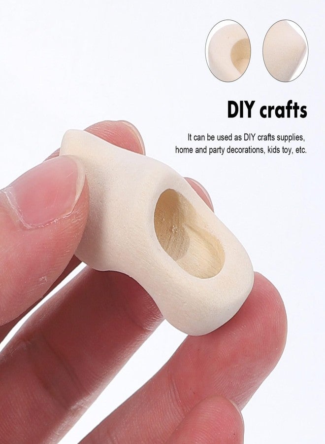DIYEAH Mini Wooden Shoes 1 Pair Unfinished Doll House Decor Klompen DIY Craft Accessory 1.57In Miniature Dutch Style Wooden Clogs for Home Decoration - Image 2