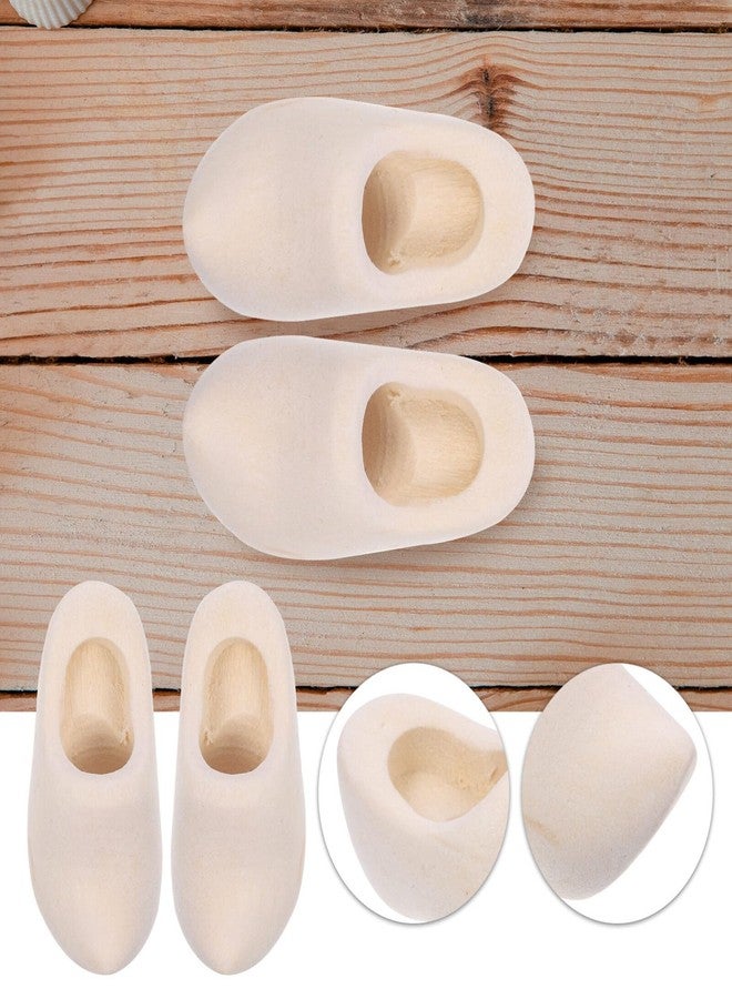 DIYEAH Mini Wooden Shoes 1 Pair Unfinished Doll House Decor Klompen DIY Craft Accessory 1.57In Miniature Dutch Style Wooden Clogs for Home Decoration - Image 4