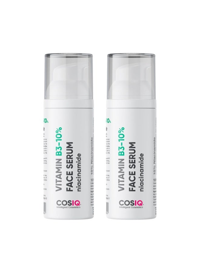 CosIQ Cos-IQ B3 10% Niacinamide Face Serum for Acne Marks, Blemishes & Oil Balancing | Multi-Peptide Complex (4%) and Hyaluronic Acid (2%) | For Women & Men | 30ml pack of 2 - Image 1