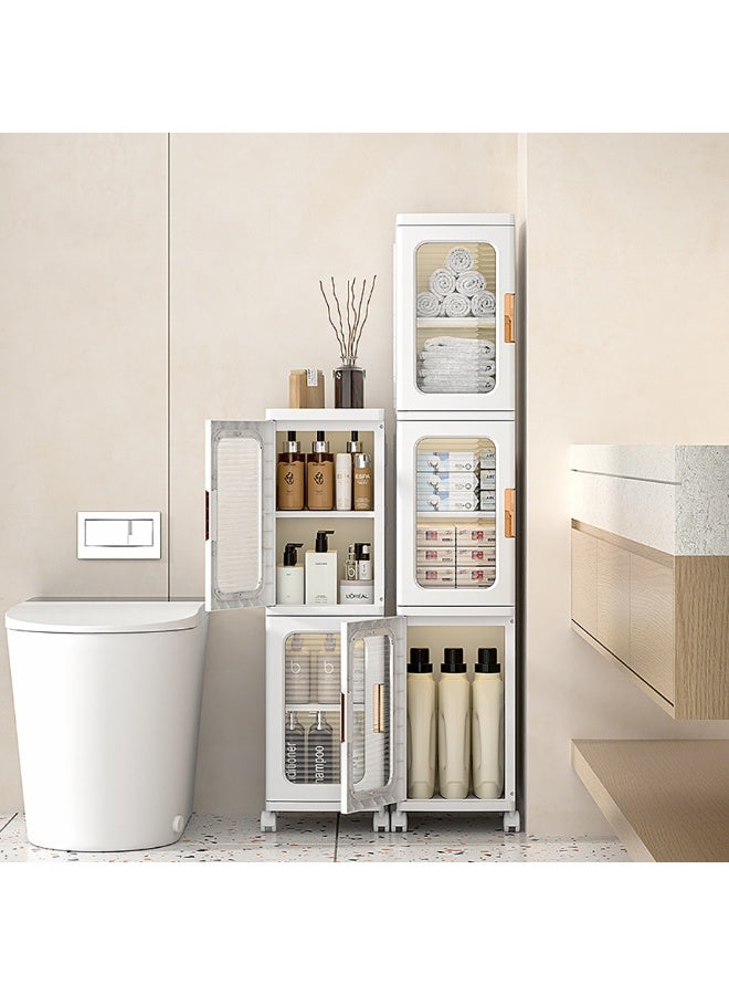 Folding Storage Cabinet, Multi Layered Narrow Plastic Storage Bins with Wheels for Small Space, Bathroom, Kitchen, Laundry Stackable Storage Box for Snack Books Toys Skin Care - Image 4