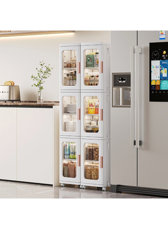 Folding Storage Cabinet, Multi Layered Narrow Plastic Storage Bins with Wheels for Small Space, Bathroom, Kitchen, Laundry Stackable Storage Box for Snack Books Toys Skin Care - Image 3