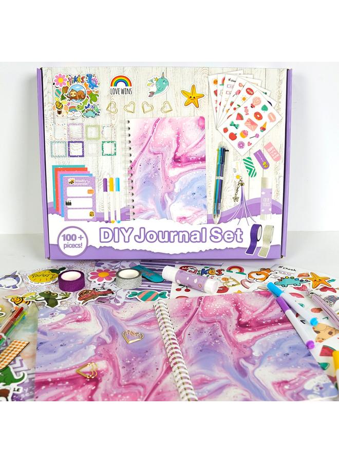 Bluejw Cross-border DIY JOURNAL SET Children Girls Notebook Stationery Gift Box Hand Account Purple Diary Suit - Image 2