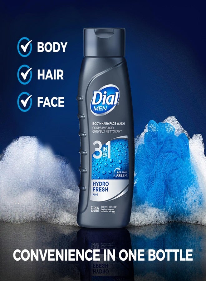 Dial Men 3in1 Body, Hair and Face Wash, Hydro Fresh, 16 fl oz, Pack of 6 - Image 3
