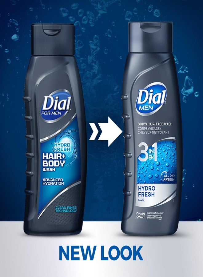 Dial Men 3in1 Body, Hair and Face Wash, Hydro Fresh, 16 fl oz, Pack of 6 - Image 2