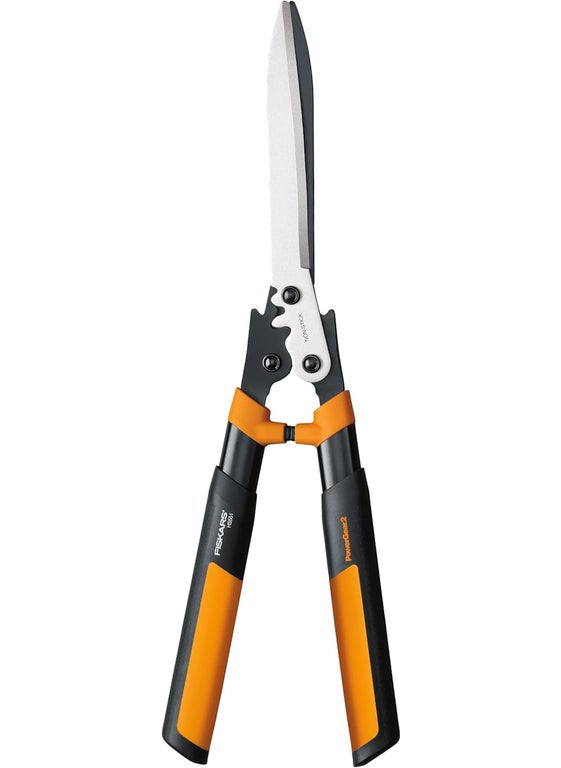 Fiskars 23Inch Hedge Shears Bush Trimmer with PowerGear2 Technology that Multiplies Power for Less Effort SoftGrip Handles with ShockAbsorbing Bumpers